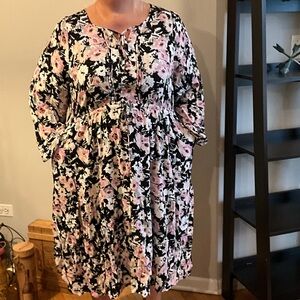 Torrid Floral Dress with Pink and Black Accents